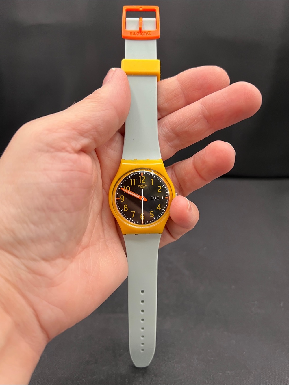 Swatch Mint Strap with Orange Case Analog Silicone Watch